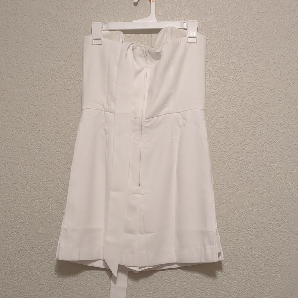 Lilly Pulitzer Kylo strapless white crepe skirted romper with belt - Picture 11 of 13
